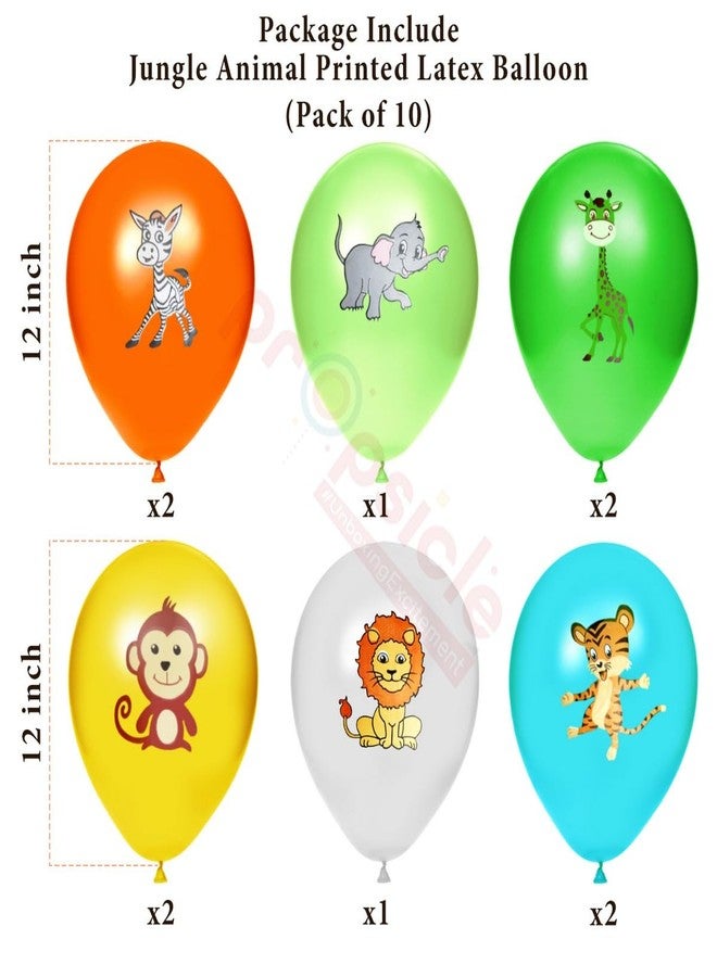 بروبسيكل مجموعة بالونات بروبسيكل بتصميم غابة، 10 بالونات لاتكس مطبوعة عليها حيوانات الغابة، مقاس 12 بوصة، مثالية لأعياد ميلاد الأطفال، وديكور حفلات بطابع سفاري/حديقة حيوانات للأولاد والبنات، متعددة الألوان - Image 2